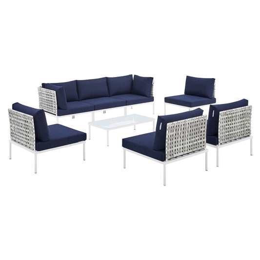 Harmony 8-Piece Sunbrella¨ Basket Weave Outdoor Patio Aluminum Sectional Sofa Set by Modway
