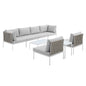 Harmony 8-Piece Sunbrella¨ Basket Weave Outdoor Patio Aluminum Sectional Sofa Set by Modway