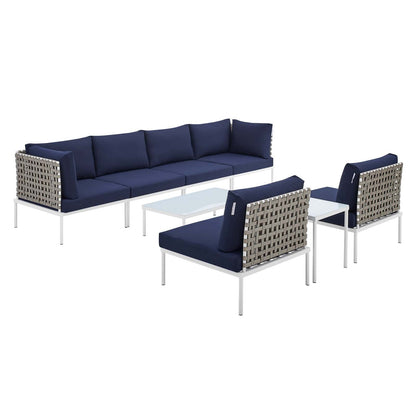 Harmony 8-Piece Sunbrella¨ Basket Weave Outdoor Patio Aluminum Sectional Sofa Set by Modway