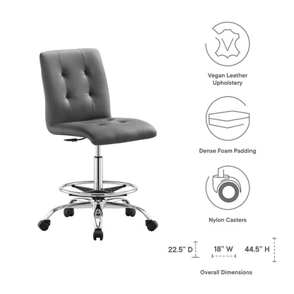 Prim Armless Vegan Leather Drafting Chair by Modway