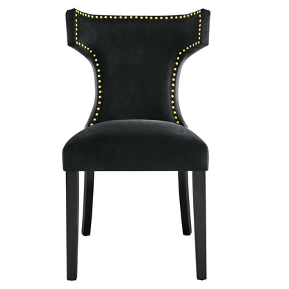Curve Performance Velvet Dining Chairs Set of 2 by Modway