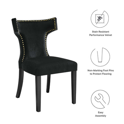 Curve Performance Velvet Dining Chairs Set of 2 by Modway