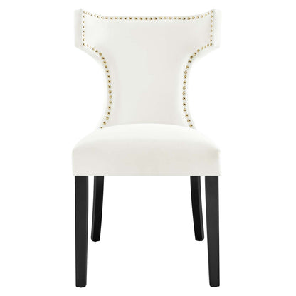 Curve Performance Velvet Dining Chairs Set of 2 by Modway