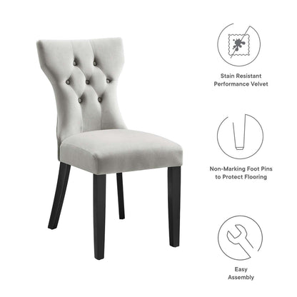 Silhouette Performance Velvet Dining Chairs Set of 2 by Modway
