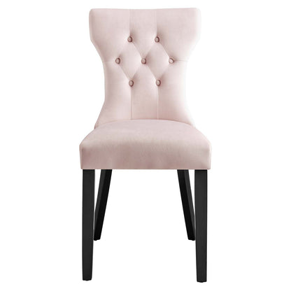 Silhouette Performance Velvet Dining Chairs Set of 2 by Modway