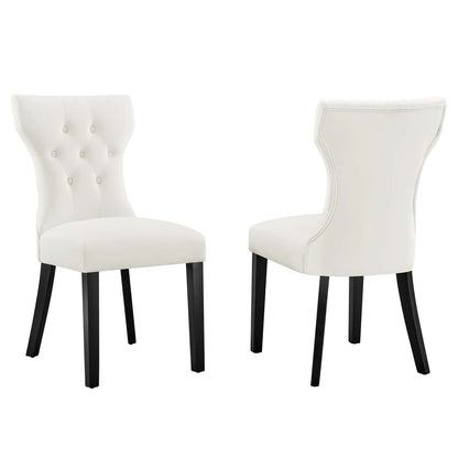 Silhouette Performance Velvet Dining Chairs Set of 2 by Modway