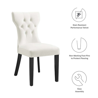 Silhouette Performance Velvet Dining Chairs Set of 2 by Modway