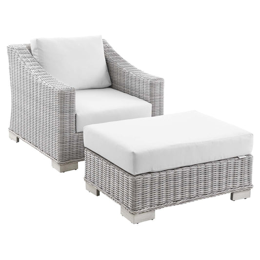 Conway Outdoor Patio Wicker Rattan 2-Piece Armchai