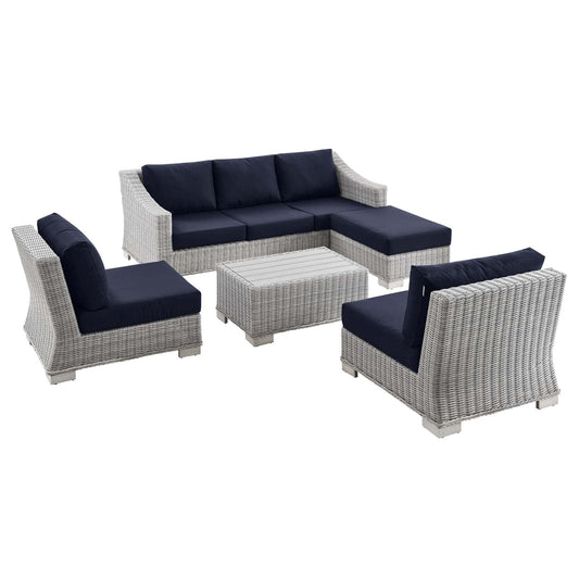 Conway 5-Piece Outdoor Patio Wicker Rattan Furniture Set by Modway