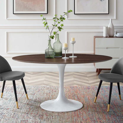 Lippa 60" Oval Cherry Walnut Wood Dining Table by Modway