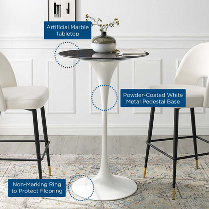 Lippa 28" Round Faux Marble Bar Table by Modway