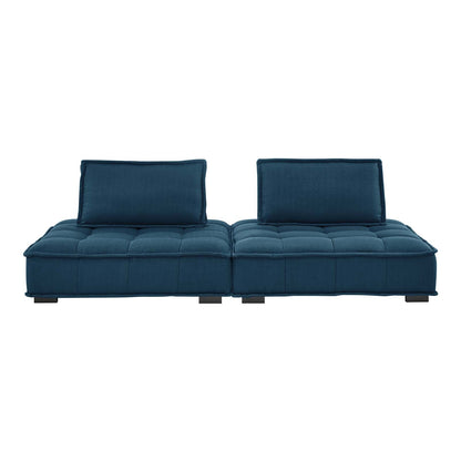 Saunter 2-Piece Tufted Fabric Fabric Loveseat in Azure