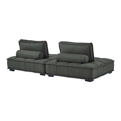 Saunter 2-Piece Tufted Fabric Fabric Loveseat in Gray