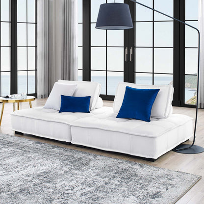 Saunter 2-Piece Tufted Fabric Fabric Loveseat in White