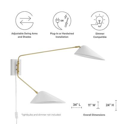 Journey 2-Light Swing Arm Wall Sconce by Modway