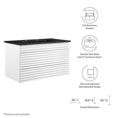 Render 36" Wall-Mount Bathroom Vanity by Modway
