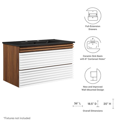 Render 36" Wall-Mount Bathroom Vanity by Modway