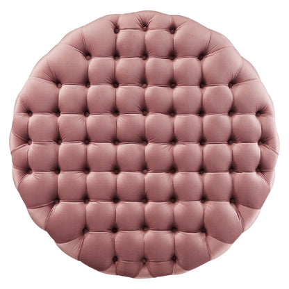 Amour Tufted Button Large Round Performance Velvet Ottoman by Modway