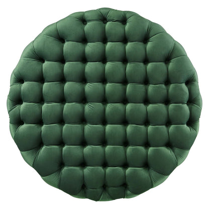 Amour Tufted Button Large Round Performance Velvet Ottoman by Modway