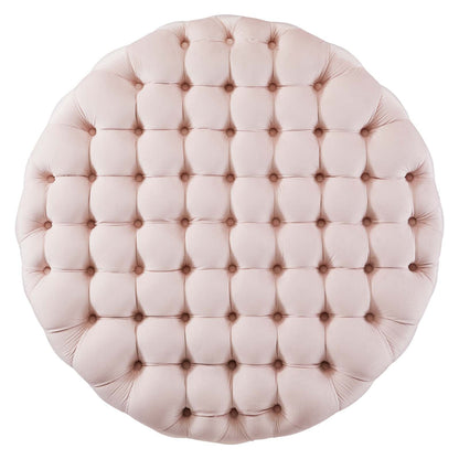 Amour Tufted Button Large Round Performance Velvet Ottoman by Modway