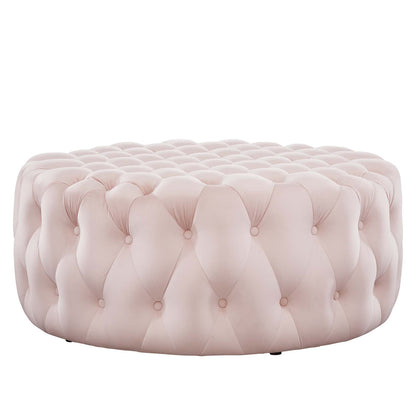 Amour Tufted Button Large Round Performance Velvet Ottoman by Modway