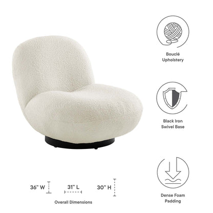 Kindred Boucle Upholstered Upholstered Fabric Swivel Chair by Modway