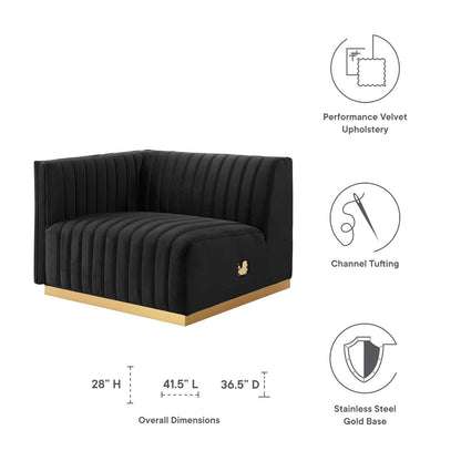Conjure Channel Tufted Performance Velvet Left-Arm Chair by Modway