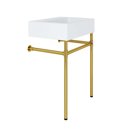 Redeem 24" Wall-Mount Gold Stainless Steel Bathroom Vanity by Modway