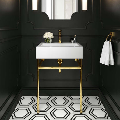 Redeem 24" Wall-Mount Gold Stainless Steel Bathroom Vanity by Modway