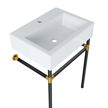 Redeem 24" Wall-Mount Black Stainless Steel Bathroom Vanity by Modway