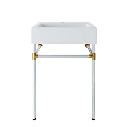 Redeem 24" Silver Stainless Steel Wall-Mount Bathroom Vanity by Modway