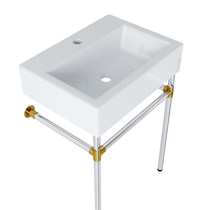 Redeem 24" Silver Stainless Steel Wall-Mount Bathroom Vanity by Modway