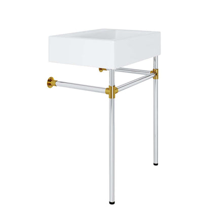 Redeem 24" Silver Stainless Steel Wall-Mount Bathroom Vanity by Modway