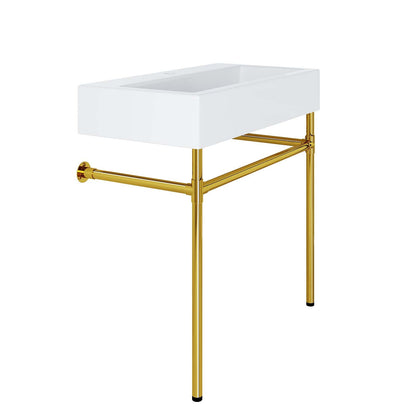 Redeem 32" Wall-Mount Gold Stainless Steel Bathroom Vanity by Modway