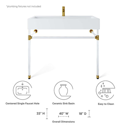 Redeem 40" Acrylic Wall-Mount Bathroom Vanity by Modway