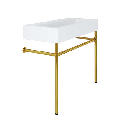 Redeem 40" Wall-Mount Gold Stainless Steel Bathroom Vanity by Modway