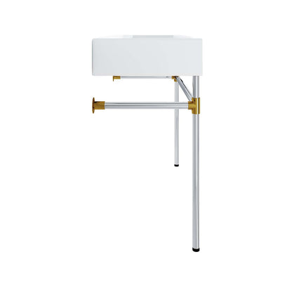 Redeem 40" Silver Stainless Steel Wall-Mount Bathroom Vanity by Modway