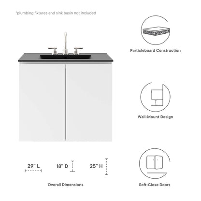 Bryn 30" Wall-Mount Bathroom Vanity (Sink Basin Not Included) by Modway