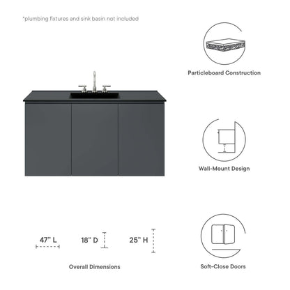 Bryn 48" Wall-Mount Bathroom Vanity (Sink Basin Not Included) by Modway