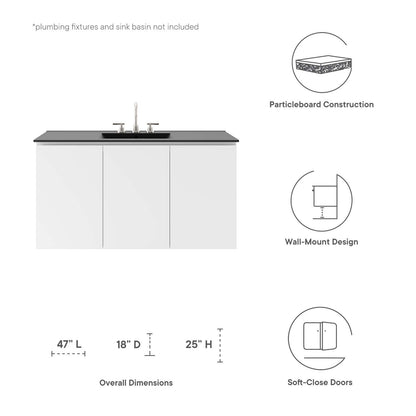 Bryn 48" Wall-Mount Bathroom Vanity (Sink Basin Not Included) by Modway