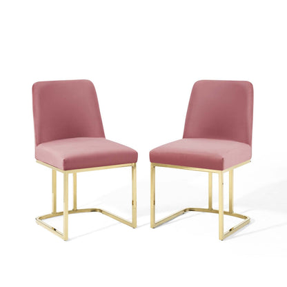 Amplify Sled Base Performance Velvet Dining Chairs Set of 2 by Modway