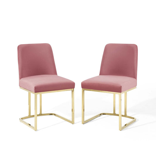 Amplify Sled Base Performance Velvet Dining Chairs Set of 2 by Modway