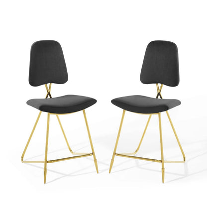Ponder Performance Velvet Counter Stool Set of 2 by Modway