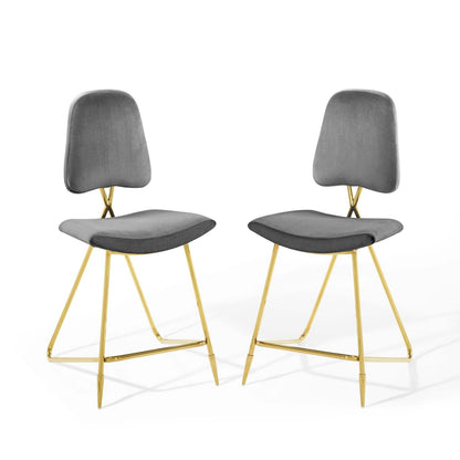 Ponder Performance Velvet Counter Stool Set of 2 by Modway
