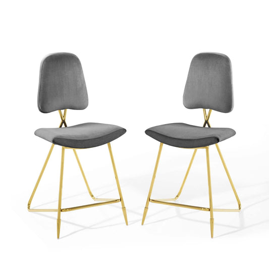 Ponder Performance Velvet Counter Stool Set of 2 by Modway