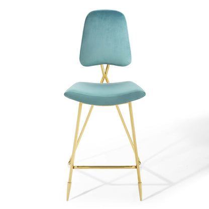 Ponder Performance Velvet Bar Stool Set of 2 by Modway