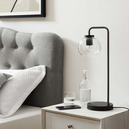 Silo Glass Globe Glass and Metal Table Lamp by Modway