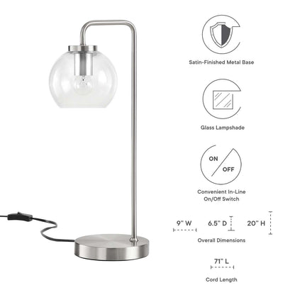 Silo Glass Globe Glass and Metal Table Lamp by Modway