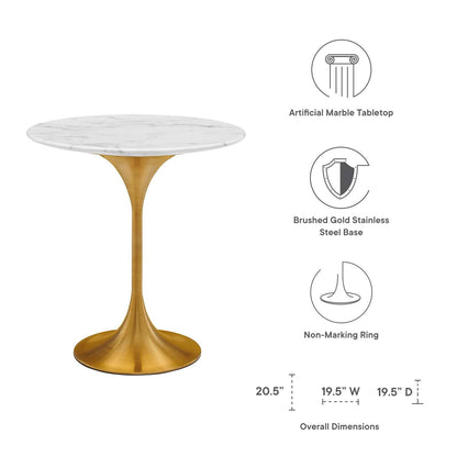 Lippa 20" Round Faux Marble Side Table by Modway
