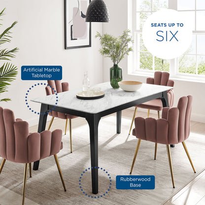 Juxtapose 63" Rectangular Performance Artificial Marble Dining Table by Modway